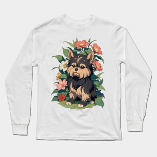 Floral Terrier's Serenity Long Sleeve T-Shirt